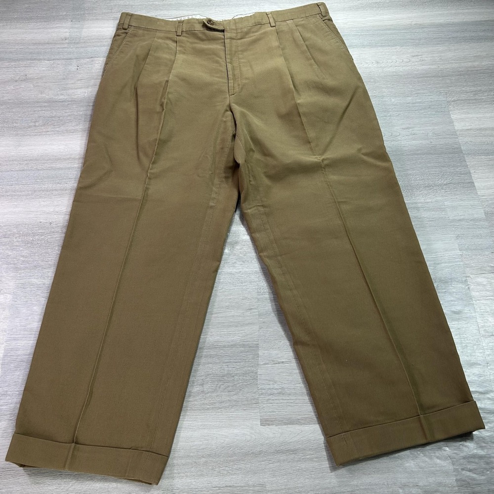 Brioni Cannes Pants Mens‎ 40x28 Brown Pleated Cuffed Classic Dress Slacks